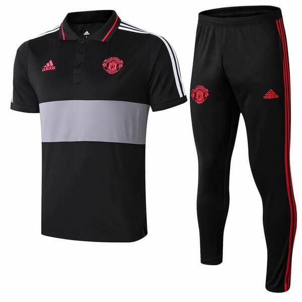 Polo Conjunto Completo Manchester United 2018-2019 Negro Gris